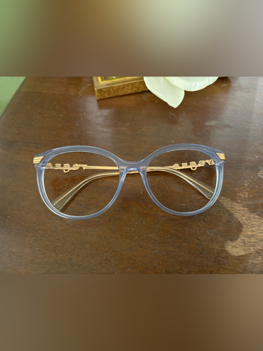 Vogue Periwinkle Round Women's Glasses with Gold Temples